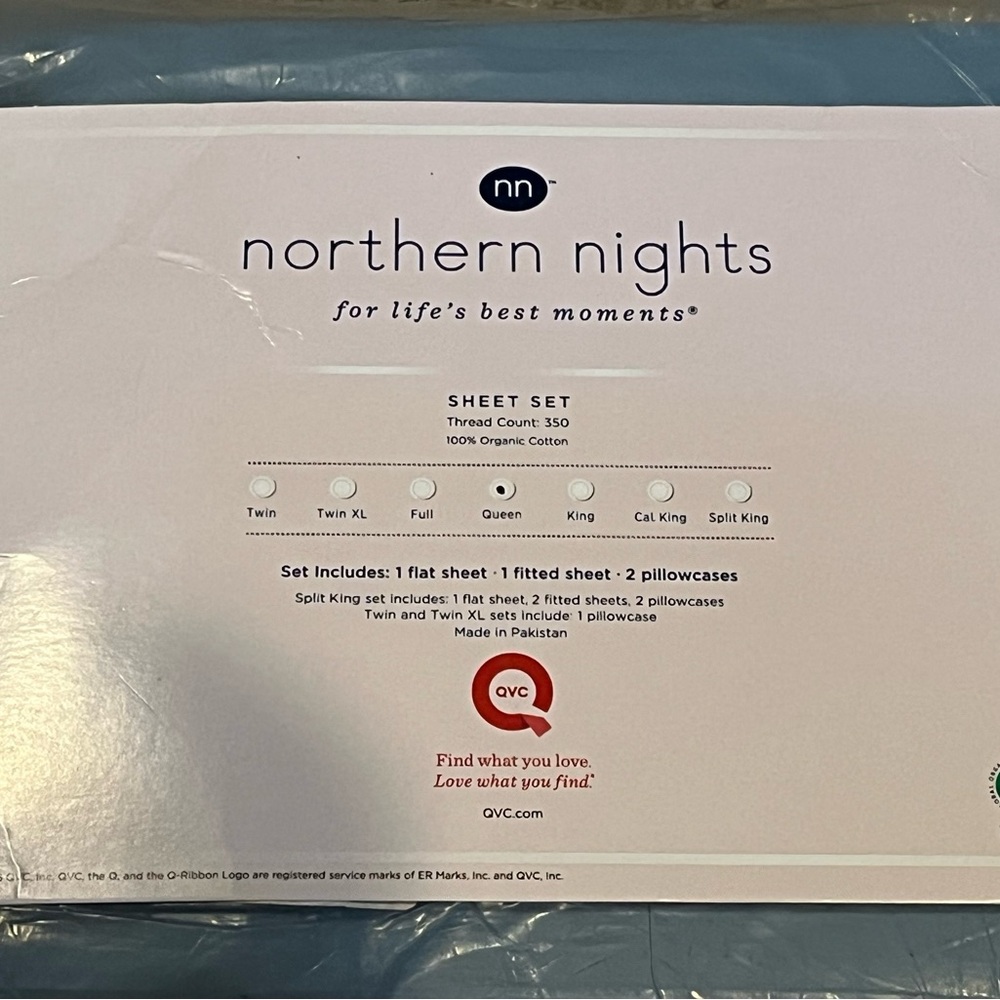 Northern Nights Blue Sheet Set Queen size 100% Organic Cotton